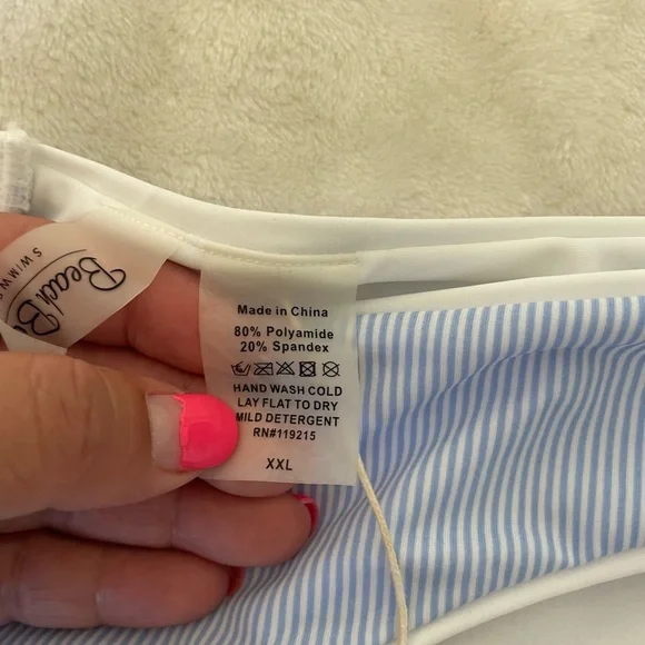 Beach Bunny Stephanie light blue stripe bikini bottom